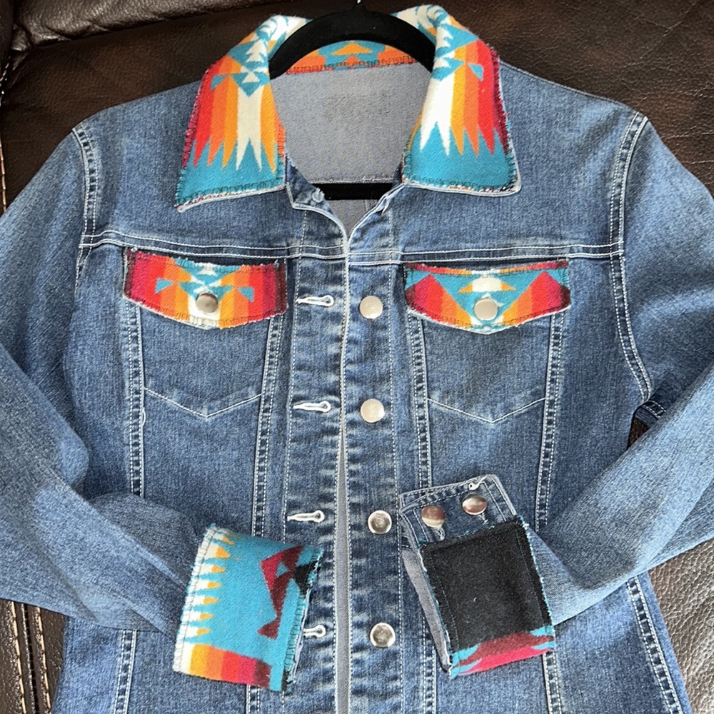 Custom Pendleton Print Jean Jacket - Picture 3 of 4